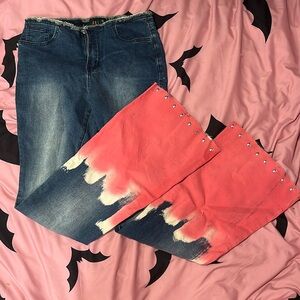 Studded & Dyed Low-rise Jeans